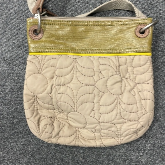 Fossil Keyper quilted shoulder bag green mustard yellow brown strap - Picture 3 of 6
